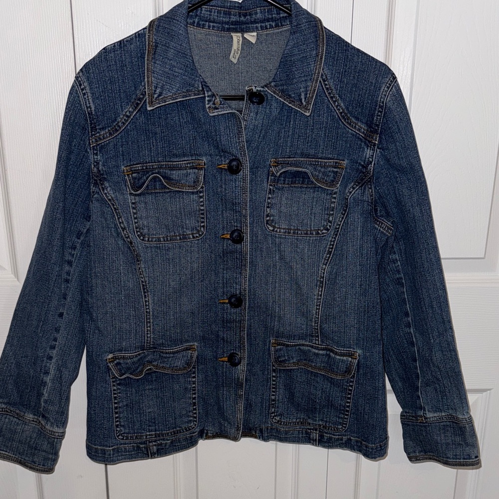 St. John's Bay Blue Jean Jacket, size PL, EUC